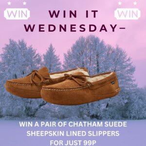 Win it Wednesday to Win a Pair of Chatham Suede Sheepskin Lined Ladies or Mens Slippers